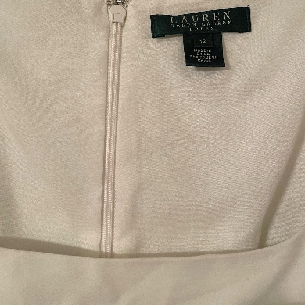 Lauren Ralph Lauren White Multicolor Floral Summer Pleated‎ A-Line Dress Size 12 - Picture 4 of 8